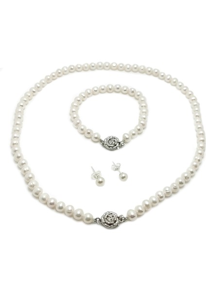 Doğal Inci Kolye Küpe Bileklik Özel Kutulu Set fiyatları