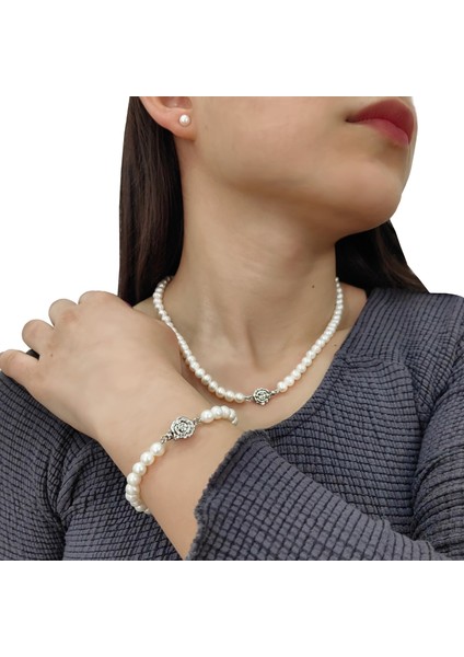 Doğal Inci Kolye Küpe Bileklik Özel Kutulu Set modelleri