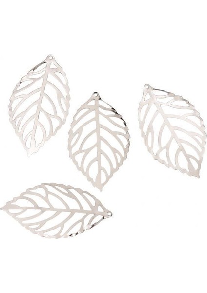 2x 100X Hollow Telkari Charms Yaprak Kolye Mücevherat Bulma Dıy El Sanatları Beyaz (Yurt Dışından)