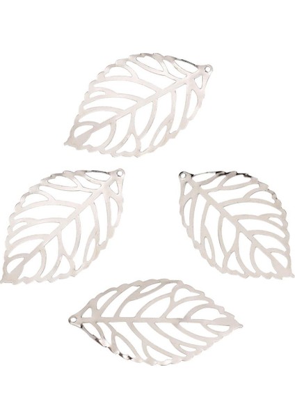 2x 100X Hollow Telkari Charms Yaprak Kolye Mücevherat Bulma Dıy El Sanatları Beyaz (Yurt Dışından)