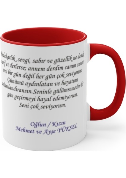Kişiye Özel Isim Baskılı Içi Sapı Kırmızı Kupa Bardak ,anneler Günü Bardak ,anneler Günü Hediyesi fiyatları