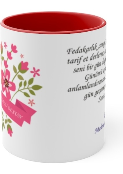 Kişiye Özel Isim Baskılı Içi Sapı Kırmızı Kupa Bardak ,anneler Günü Bardak ,anneler Günü Hediyesi modelleri