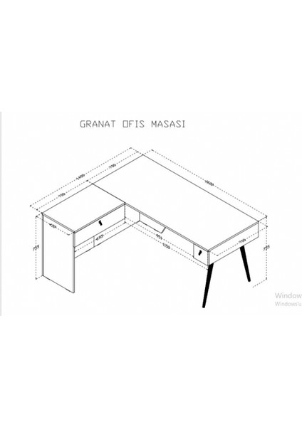 Adetto Granat Ofis Çalışma Masası