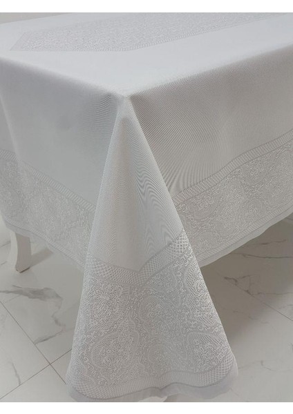 Roma Lüx Jakar Kumaş Gri Masa Örtüsü Dikdörtgen 160x320 cm - 1105