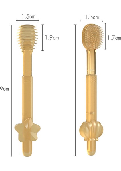 2 Adet Bebek Silikon Diş Fırçası Dil Temizleyici Set - Turuncu (Yurt Dışından)