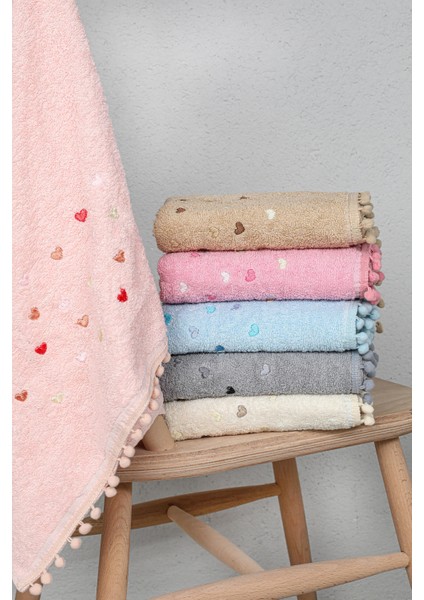 Yoncagül Ponponlu 6lı El Yüz Havlusu - Asorti