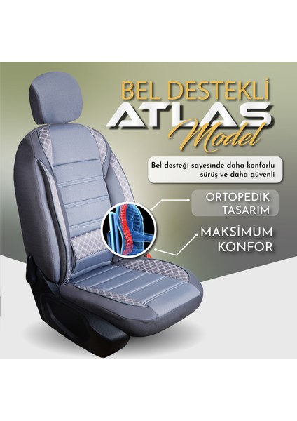 Ful Ortopedik Atlas Oto Koltuk Kılıfı Tam Takım (Ful Set)