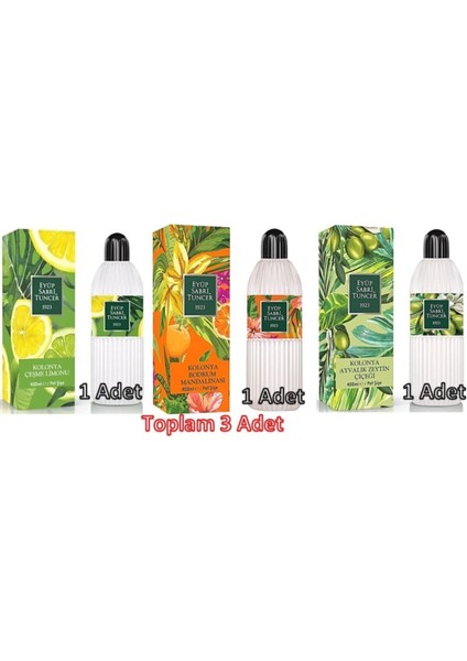 set Çeşme Limonu 400 ml + Klasik Limon 400 ml + Ayvalık Zeytin Çiçeği Kolonyası 400 ml