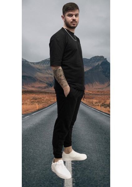 Yuvarlak Yaka %100 Pamuk Çift Cep Oversize Relaxed Kısakollu Yazlık Erkek Eşofman Takımı fiyatları