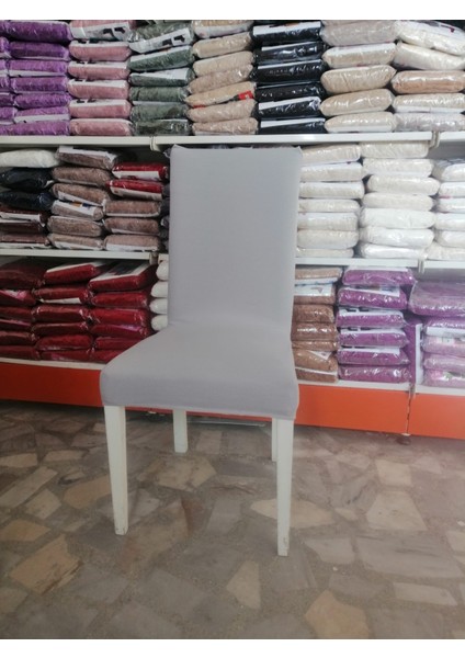 balpeteği Likra Kumaşlı Sandalye Örtüsü Lastikli Sandalye Kılıfı 1 Adet (Açıkgri)