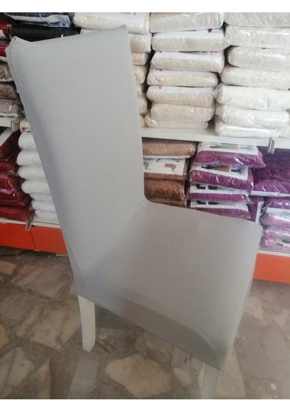 balpeteği Likra Kumaşlı Sandalye Örtüsü Lastikli Sandalye Kılıfı 1 Adet (Açıkgri)
