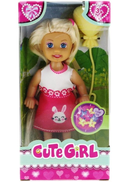 Cute Girl Sarı Balonlu Sarışın Mini Bebek