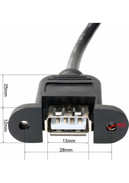 USB 2.0 Dişi Erkek Panel Tipi Montajlanabilir USB 2.0 Kablo 1 m
