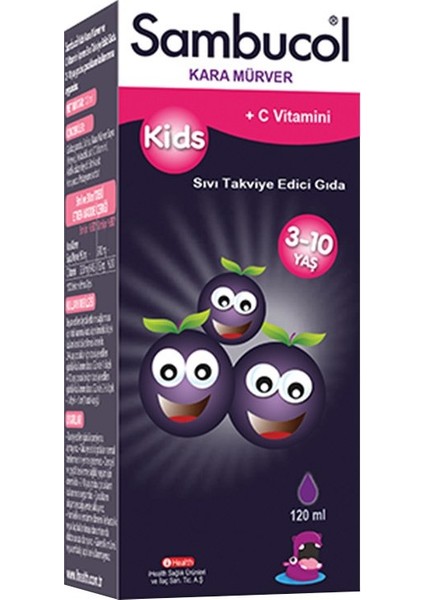 Kids Kara Mürver C Vitamini ve Çinko Içeren Takviye Edici Gıda 120 ml