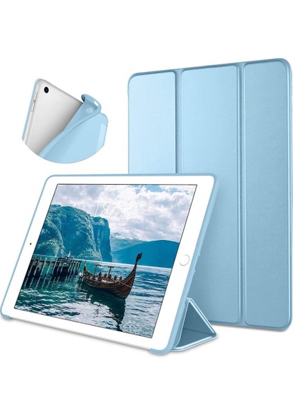 Apple iPad 8. Nesil 10.2" Kılıf Arkası Silikon Smart Case A2270 A2428 A2429 A2430 Mavi