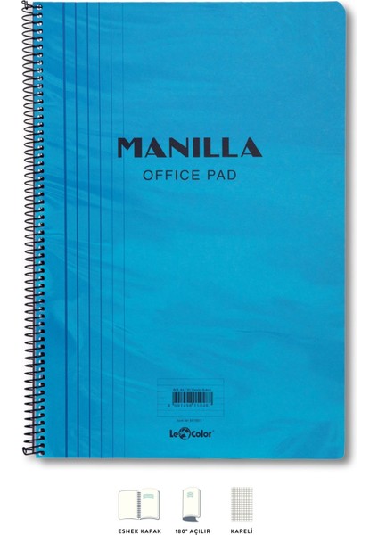 Manilla Ofis Bloknot A4 Kareli Mavi