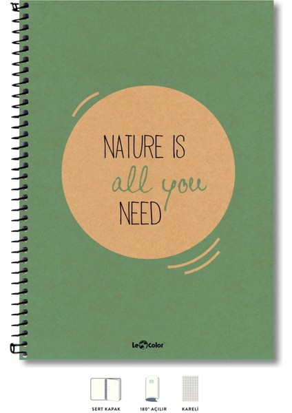 A4 Defter Kareli 200 syf Yeşil Eco