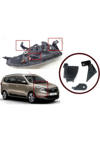 BHL521 Dacia Lodgy Dokker İçin Sağ Ön Far Tamir Takımı 260102414R