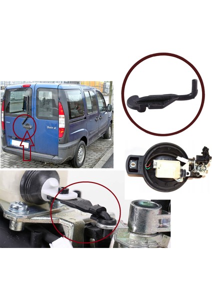 BDP140 Fiat Doblo 2000-2010 için Çift Kapı Arka Bagaj Dış Açma Kolu Parçası 735402299