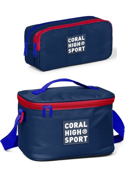Sport Lacivert Kırmızı Beslenme ve Kalem Çantası Okul Seti
