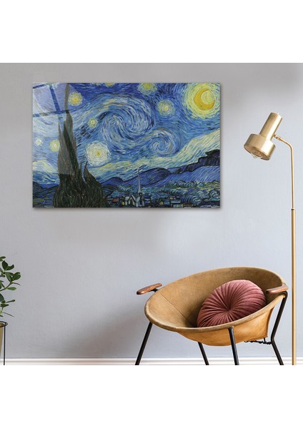 Klasik Tablo | Cam Tablo | Yıldızlı Gece | 40cm x 60cm