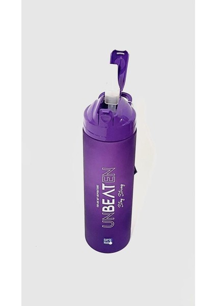 Mor Unbeaten Tritan Boyalı Desenli Pipetli Matara 600ML