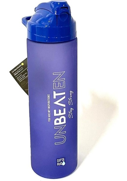 Mavi Unbeaten Tritan Boyalı Desenli Pipetli Matara 600ML