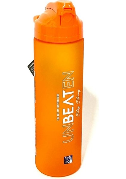 Turuncu Unbeaten Tritan Boyalı Desenli Pipetli Matara 600ML