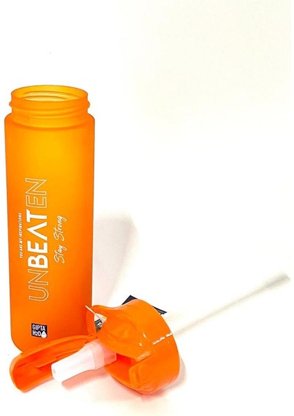 Turuncu Unbeaten Tritan Boyalı Desenli Pipetli Matara 600ML modelleri