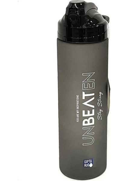 Siyah Unbeaten Tritan Boyalı Desenli Pipetli Matara 600ML