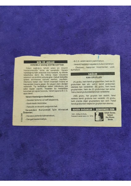 5 Ocak 2008 Takvim Yaprağı - Nostaljik Koleksiyonluk Takvim Yaprağı A