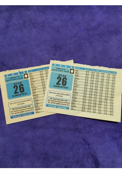 26 Ocak 2008 Takvim Yaprağı - Nostaljik Koleksiyonluk Takvim Yaprağı A modelleri