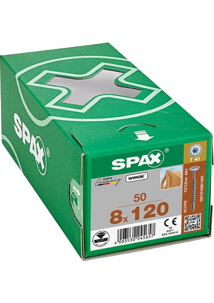 Ahşap Konstrüksiyon Vidasıhı.force 8 x 120 mm 50'li Tam Dişli Pul Başlı