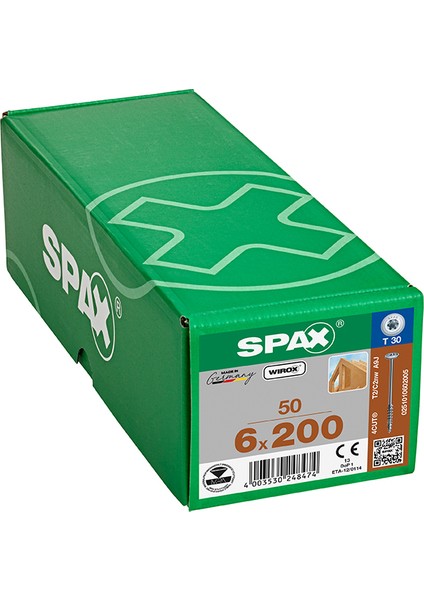 Ahşap Konstrüksiyon Vidasıhı.force 8 x 200 mm 50'li Yarım Dişli Pul Başlı