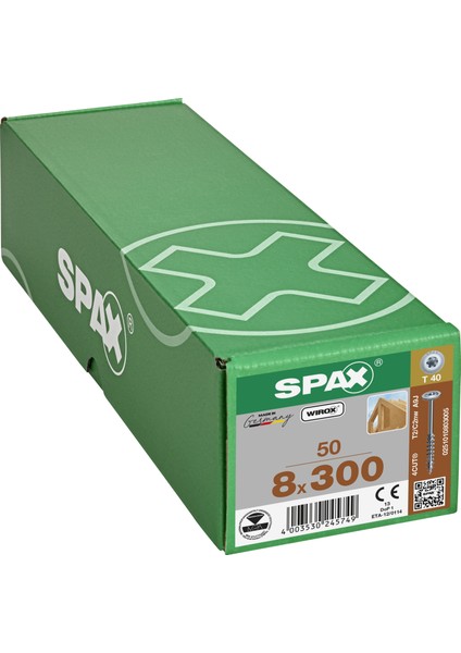 Ahşap Konstrüksiyon Vidasıhı.force 8 x 300 mm 50'li Yarım Dişli Pul Başlı