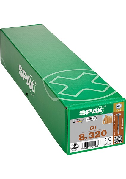 Ahşap Konstrüksiyon Vidasıhı.force 8 x 320 mm 50'li Yarım Dişli Pul Başlı