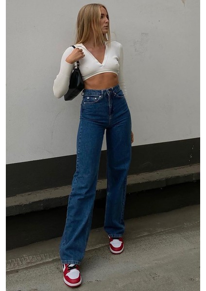 Mavi Palazzo Yüksel Bel Kadın Jean MG1400