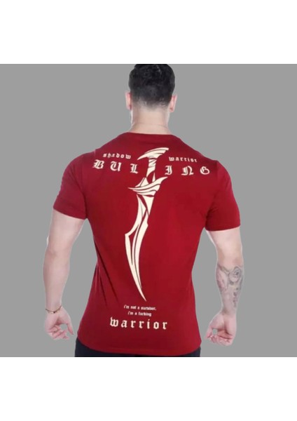 Warrior Sirt Baskili %100 Pamuk Ter Tutmayan Özel Tasarim Erkek T-Shirt