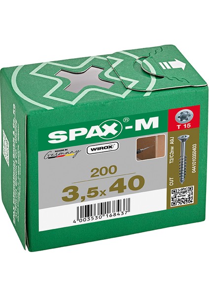Spax- mmdf Vidası 35 x 40 mm 200'lü Yarım Dişli Havşa Başlı