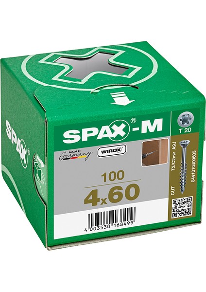 - mmdf Vidası 4 x 60 mm 100'lü Yarım Dişli Havşa Başlıı