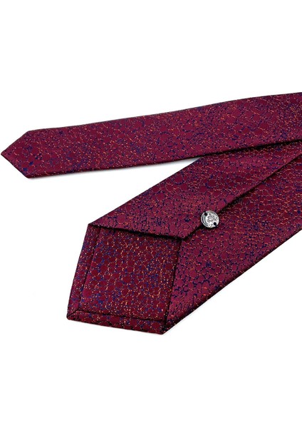 Bordo Kum Desen Mendilli Klasik Kravat KK10929