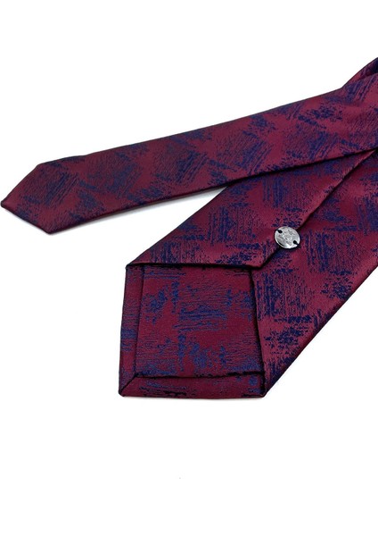 Bordo Motif Desen Mendilli Klasik Kravat KK10980