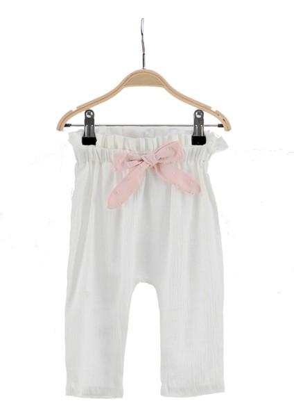 Kız Bebek Ekru Şile Bezi Pantolon (6AY-4YAŞ)