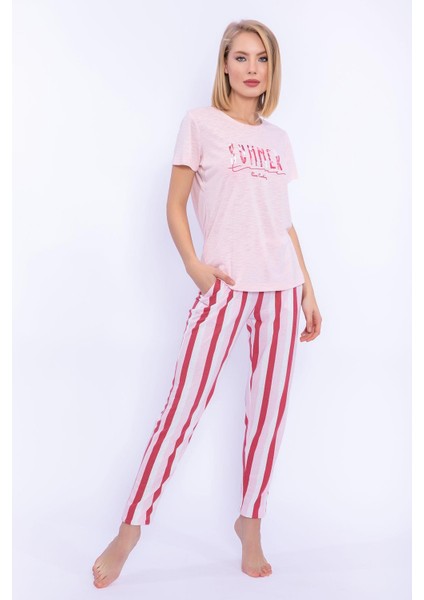 8275 Summer Toz Somon Kadın Slim Fit Homewear