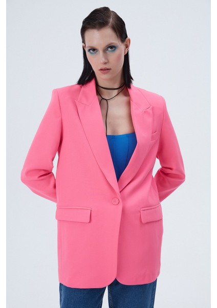 Blazer Ceket Neon Pembe