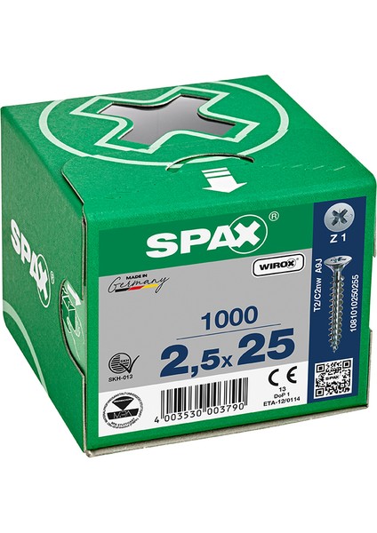 Sunta Vidası 25 x 25 mm 1000'li Tam Dişli Havşa Başlı Wırox Kaplama