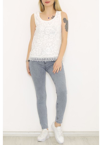 Dantelli Bluz Beyaz - 9152.107.