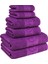 Menekşe Desenli Pamuk Banyo Havlu Seti 6 Adet, 2 Banyo Havlusu, 2 El Havlusu, ve 2 Yüz Havlusu, -Comfort- Violet, 1