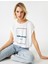 2YAK13965EK Yuvarlak Yaka NormalKalıp Koyu Beyaz Kadın T-Shirt 1