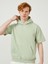 Pamuk Kapüşonlu Oversize Kısa Kollu Basic Sweatshirt 2